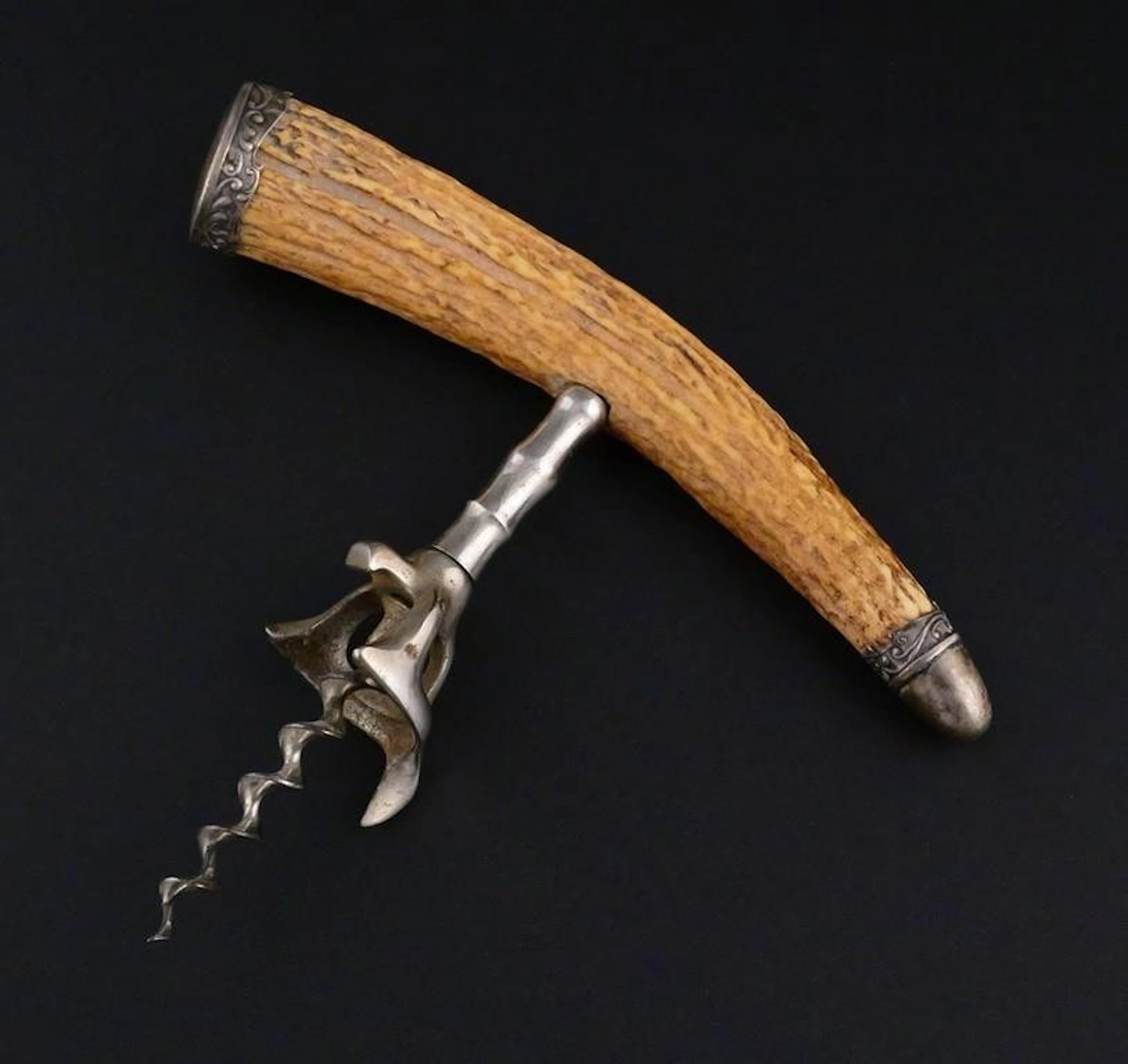 Gorham Sterling & Antler Handle Corkscrew