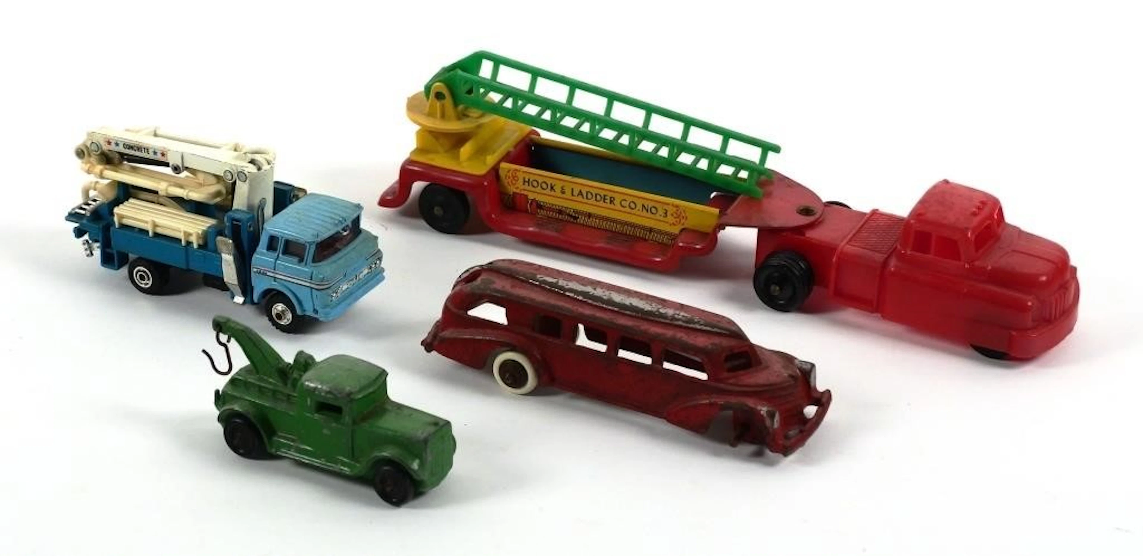 (4) Vintage Hubley Wyandotte Shinsei Toy Trucks
