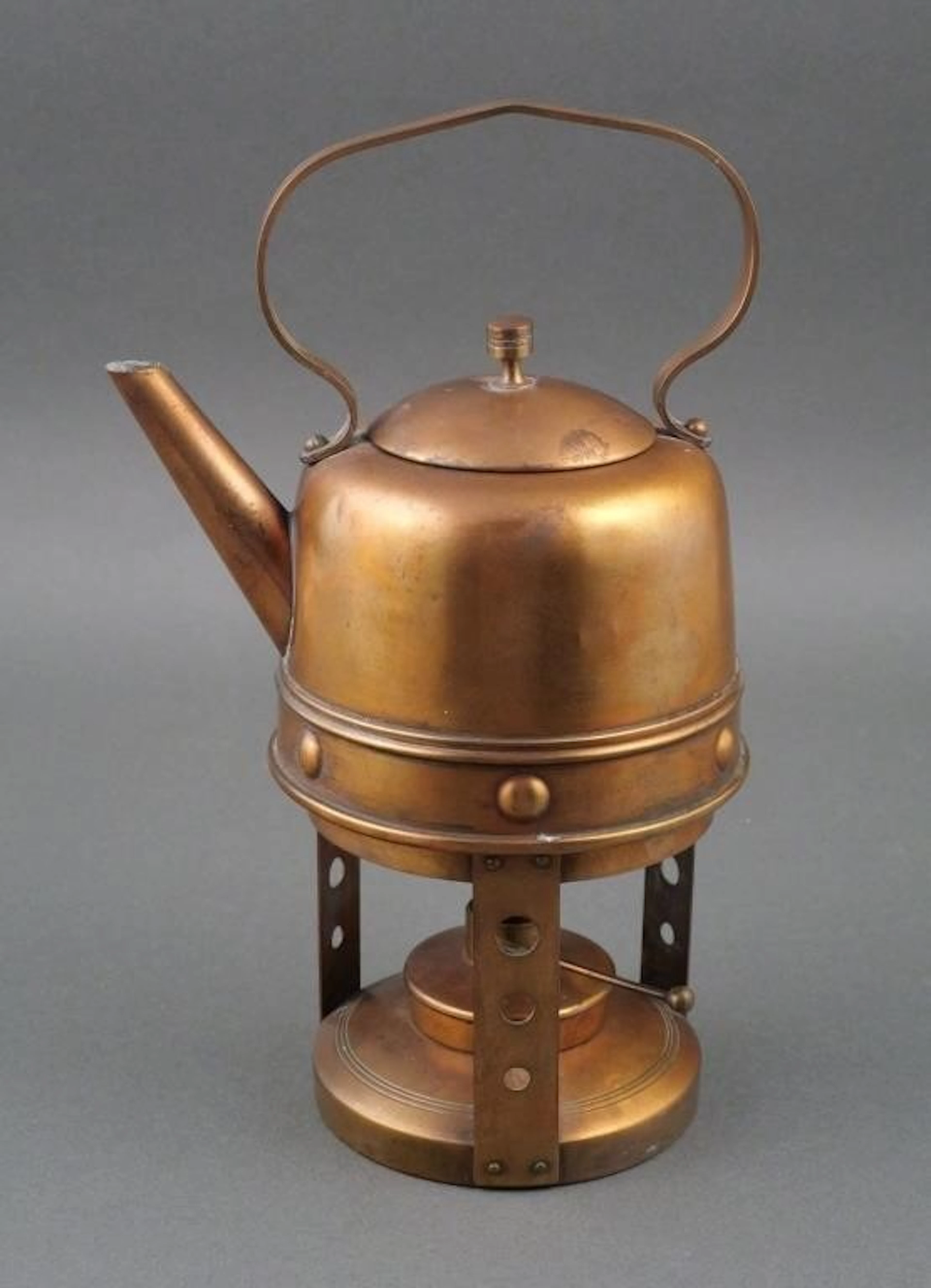 Arts & Crafts Metal Spirit Kettle on Stand