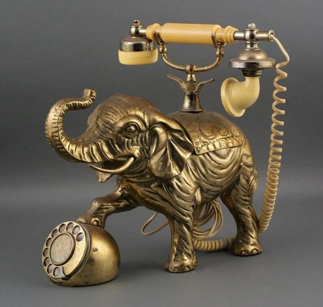 Vintage Coaster Brass Elephant Rotary Telephone