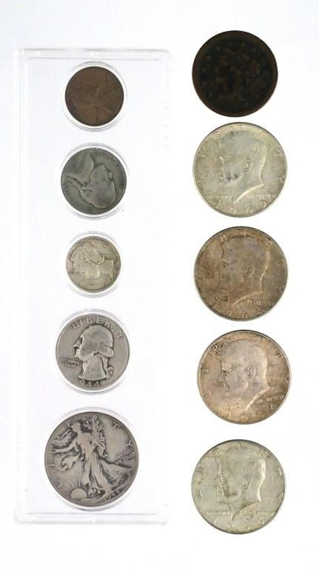 (10) US Coins Silver Half Dollars & Cents