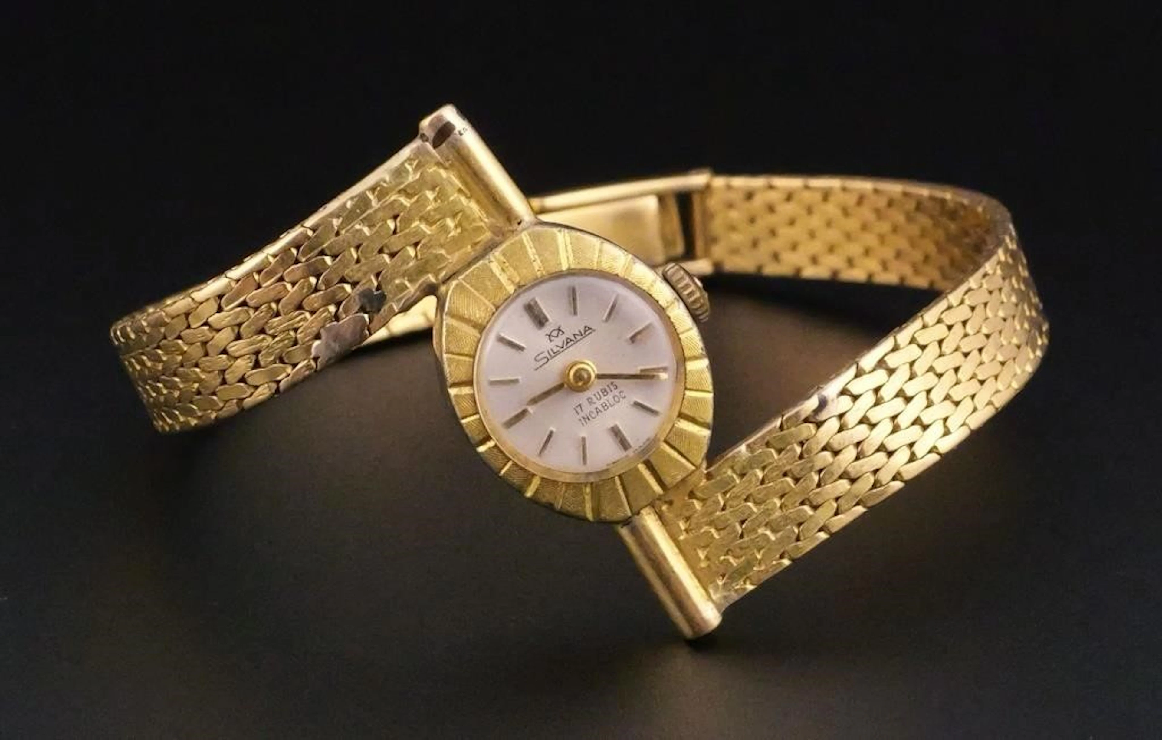 18KT Gold Mid Century Silvana Ladies Watch