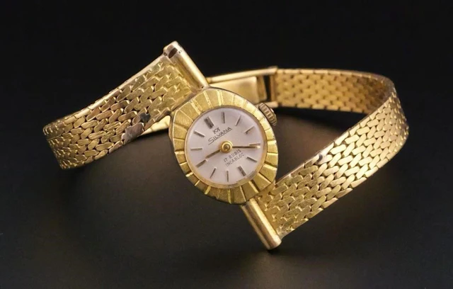 18KT Gold Mid Century Silvana Ladies Watch