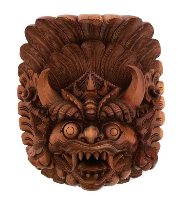 Balinese Carved Wood Barong Guardian