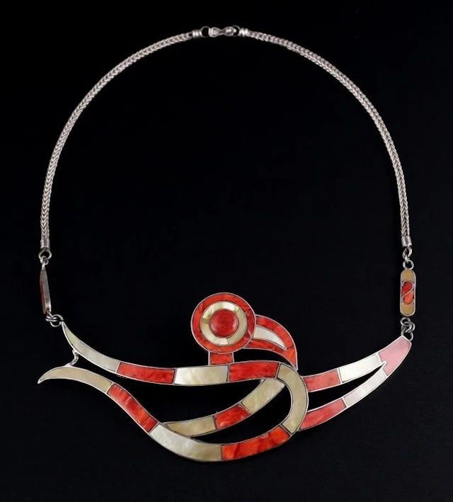 Silver Spondylus and Mother of Pearl Necklace