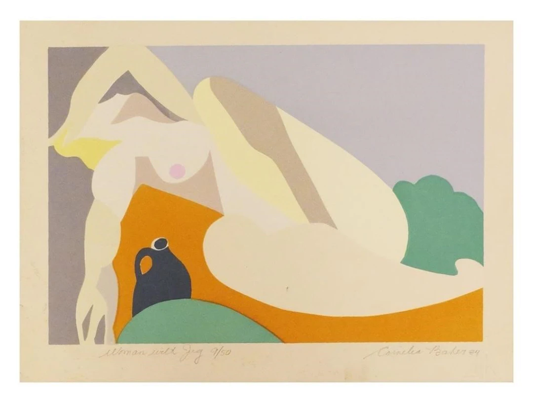 CORNELIA BAKER, Litho, Nude Woman with Jug