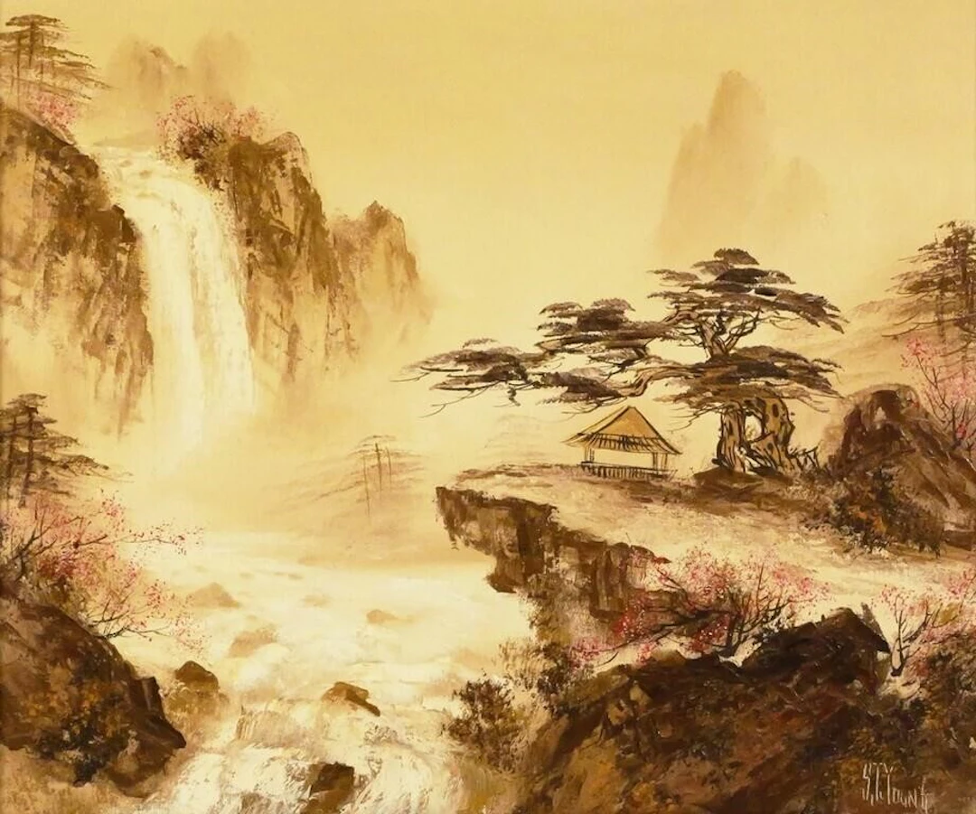 S.T. YOUNG Asian Landscape Ptg