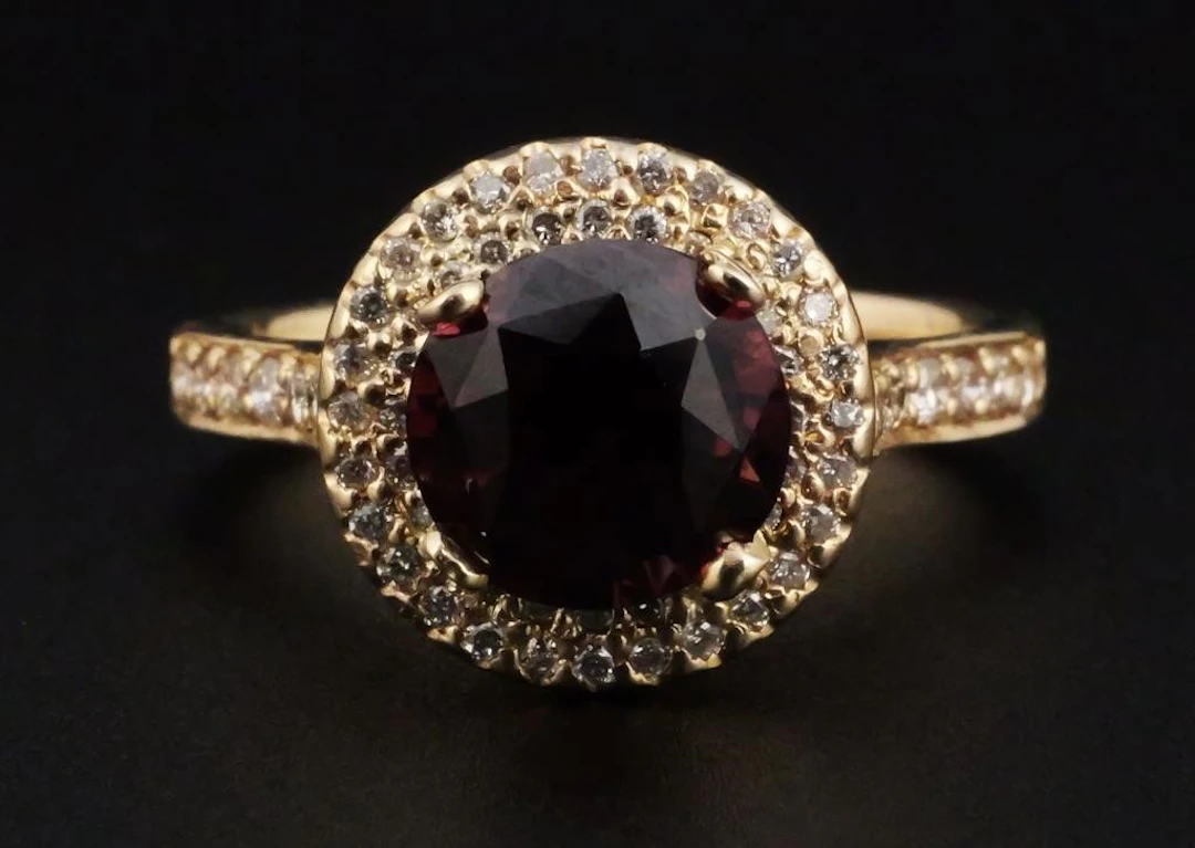 14K Gold Spinel and Diamond Ring