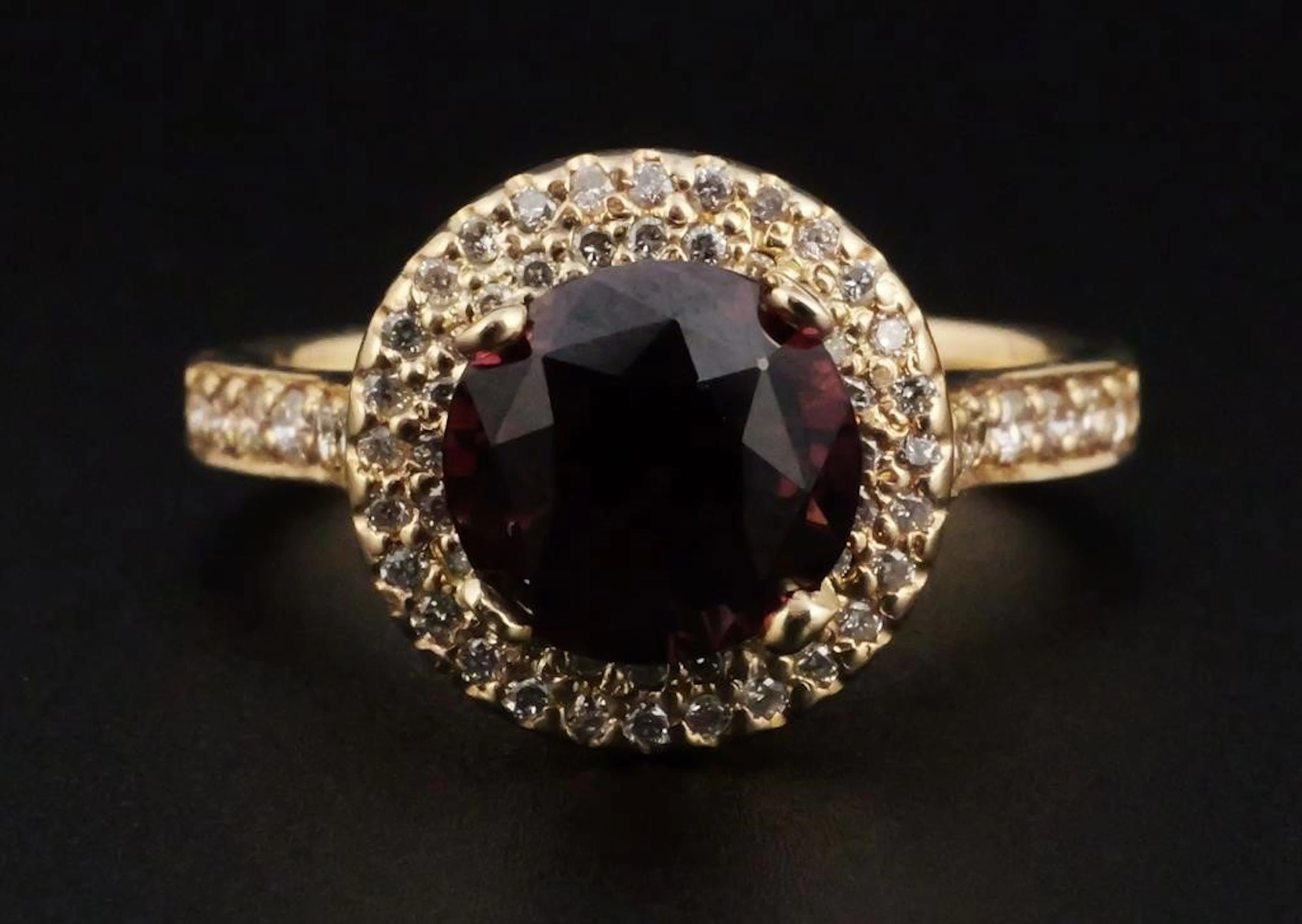 14K Gold Spinel and Diamond Ring
