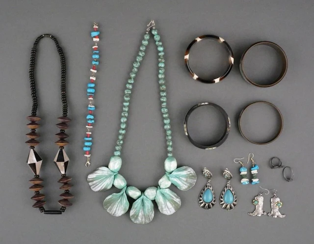 Vintage Boho Turquoise and Wooden Jewelry Lot