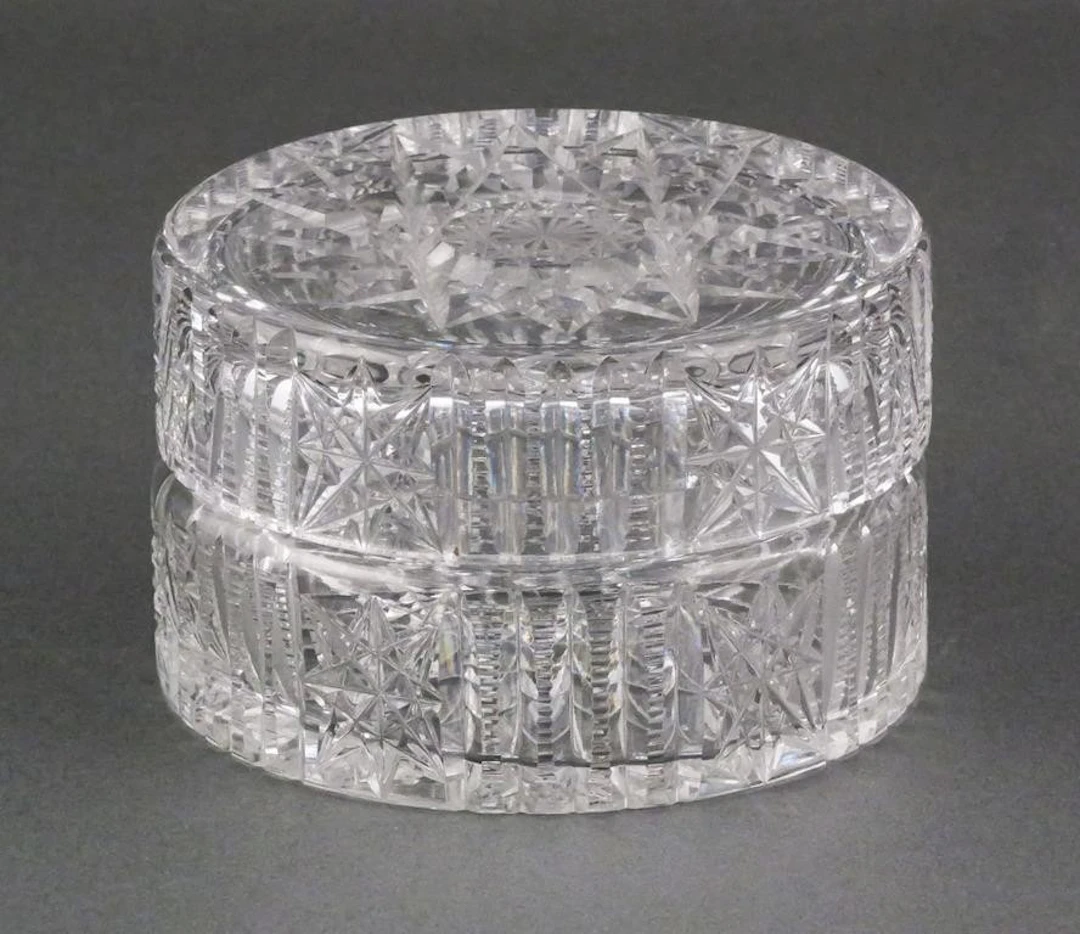 Cut Crystal Round Lidded Trinket Box