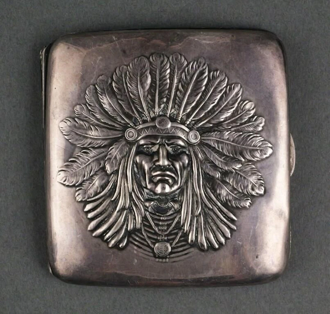 Unger Brothers Indian Head Sterling Cigarette Case