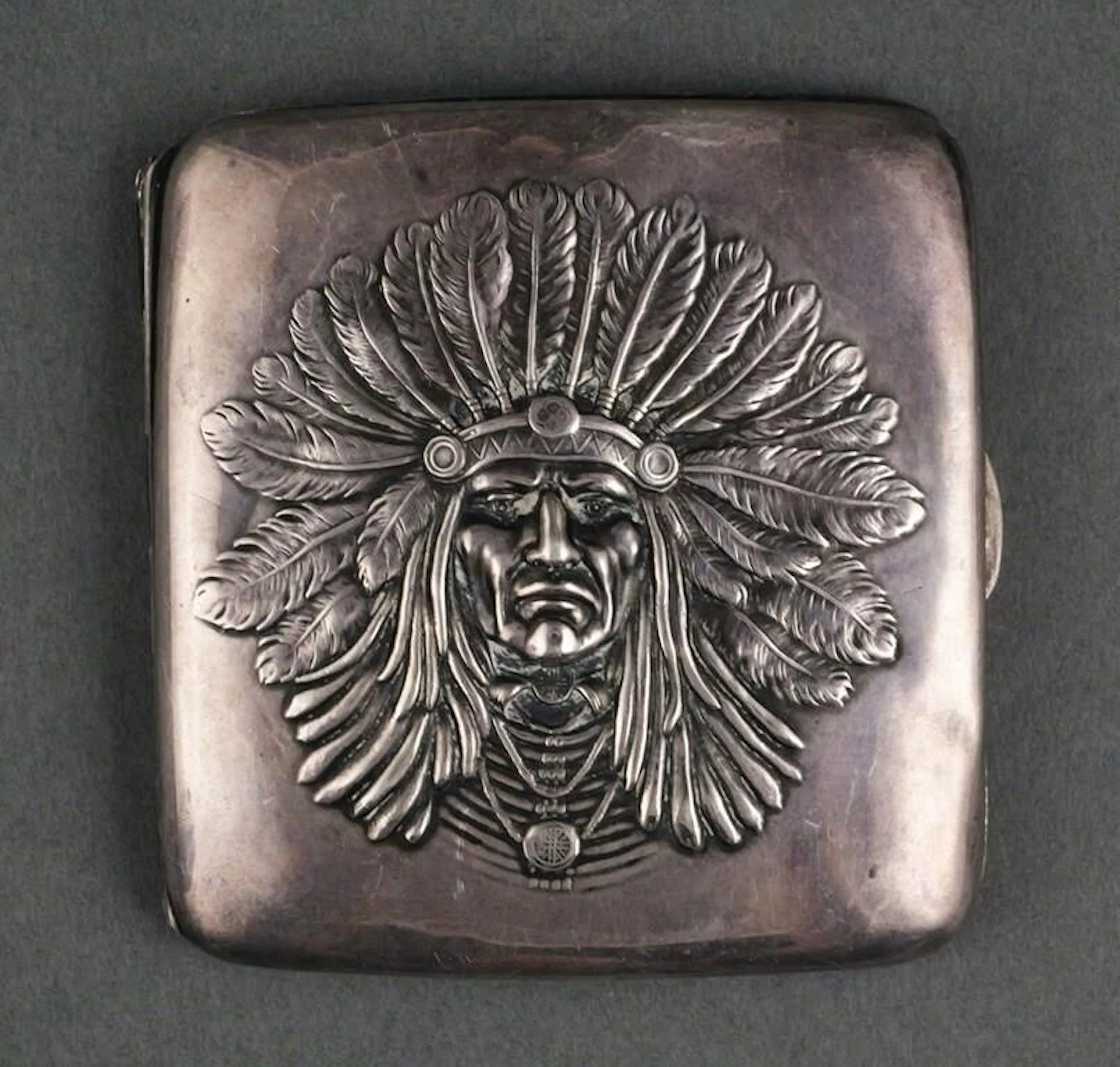 Unger Brothers Indian Head Sterling Cigarette Case