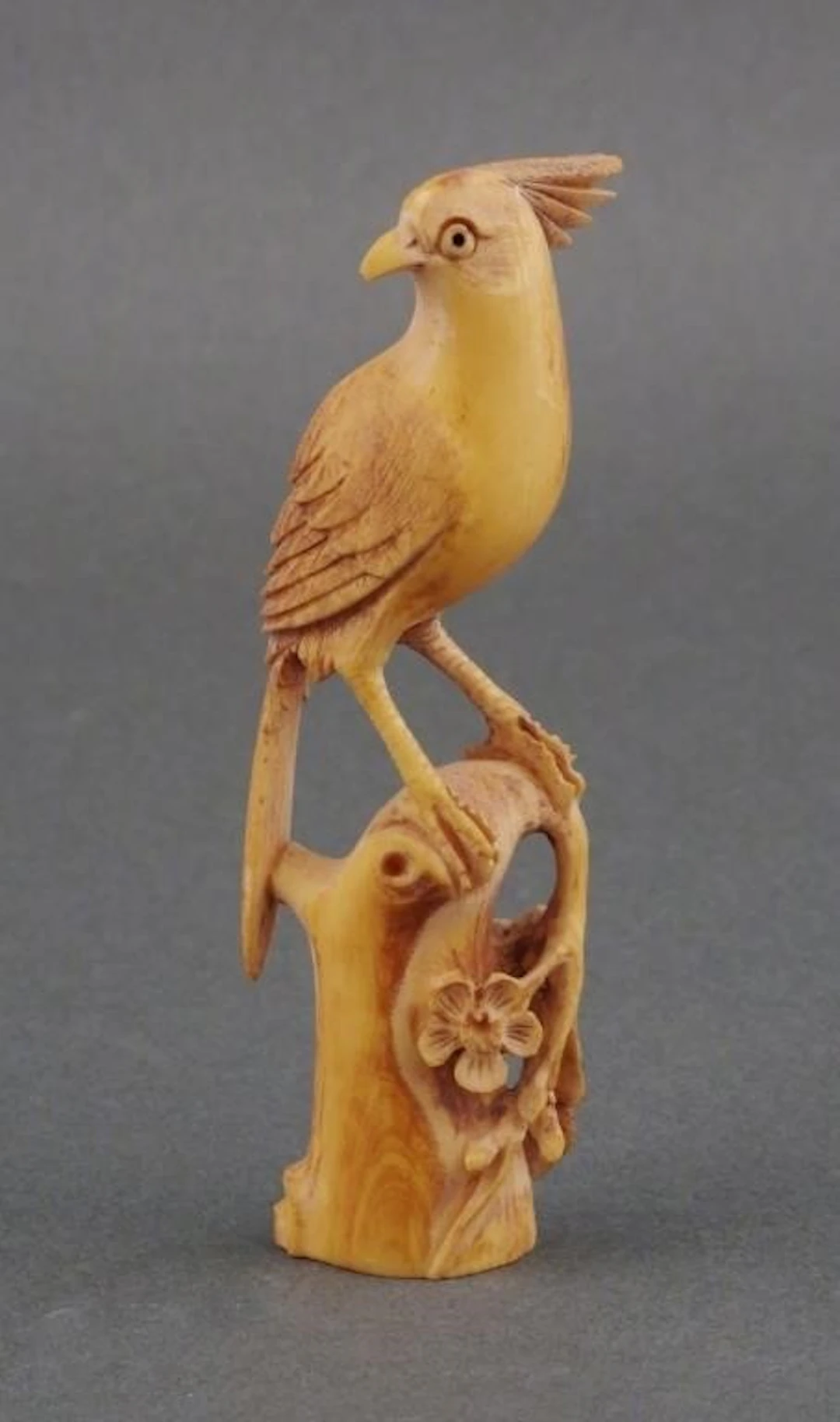 Vintage Antique Carved Chinese Ivory Bird