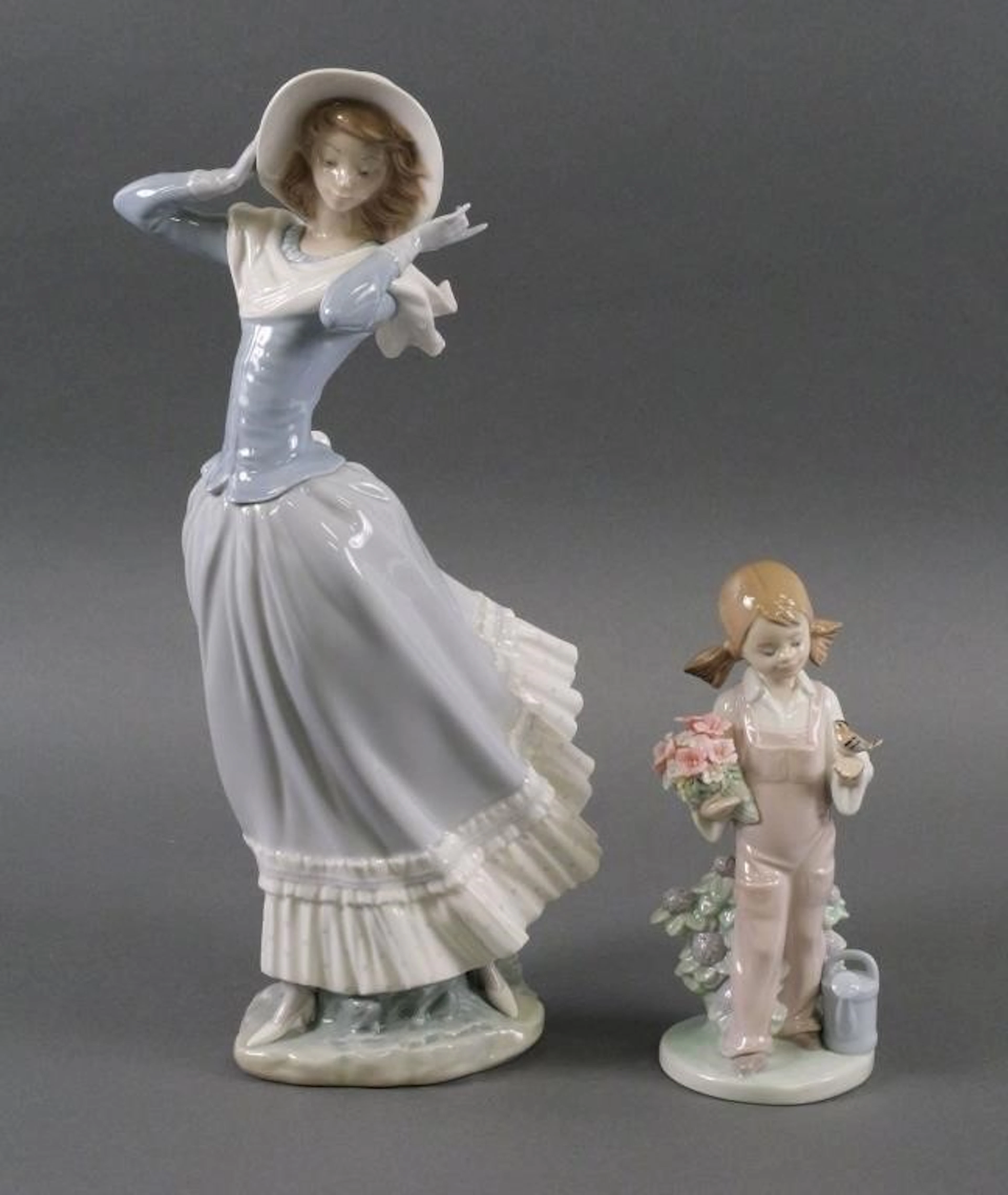 (2) Lladro Porcelain Girl Figurines