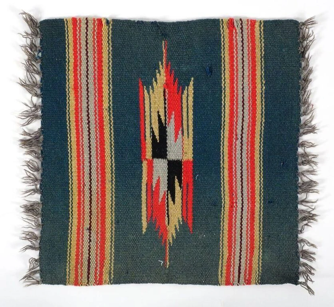Vtg Native American Chimayo Wool Mat