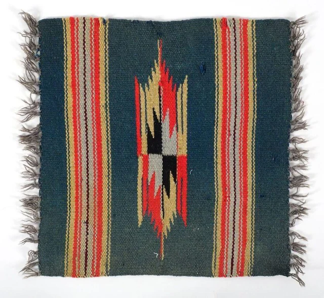 Vtg Native American Chimayo Wool Mat