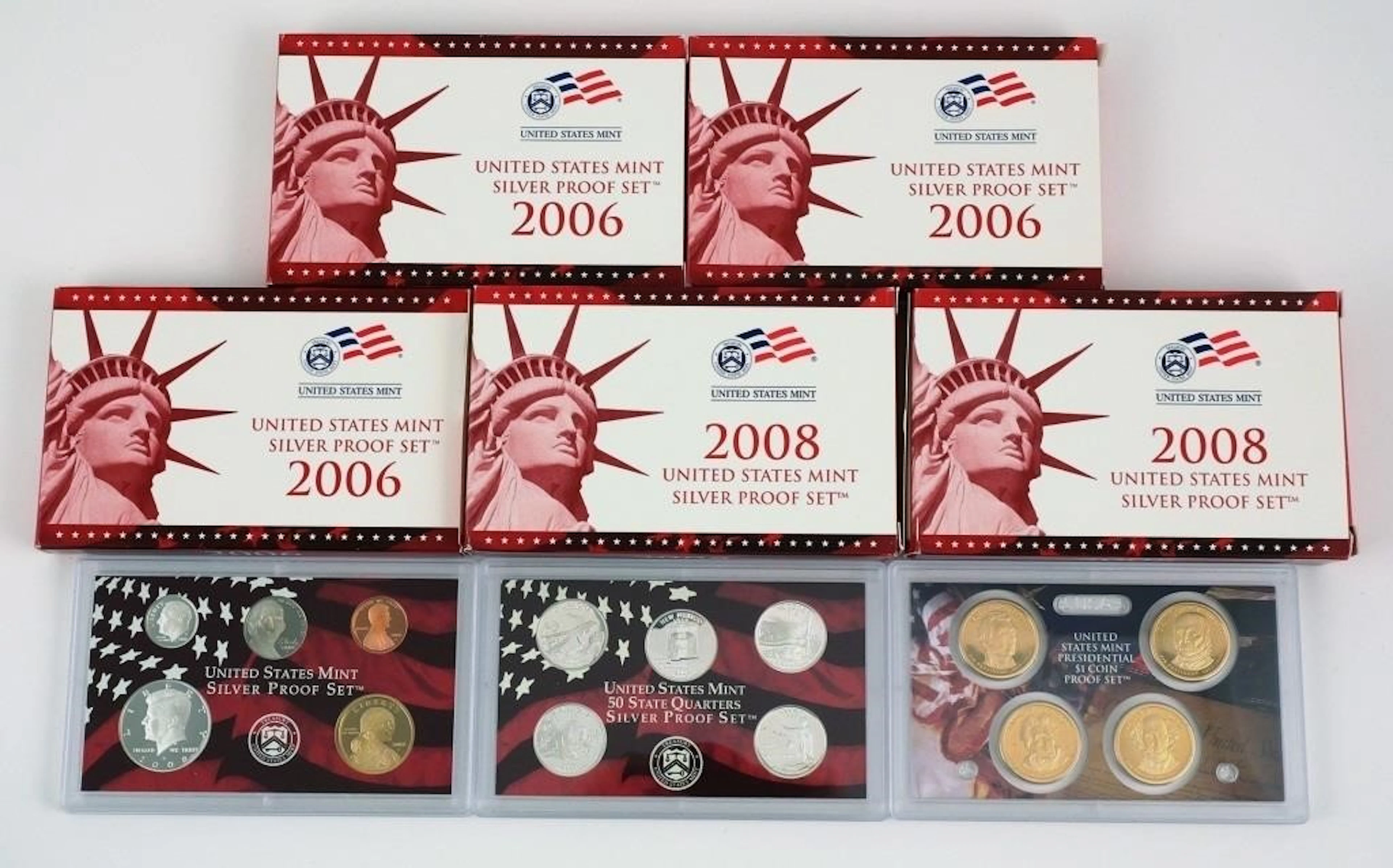 (5) U.S. Mint Silver Proof Sets 2006 & 2008