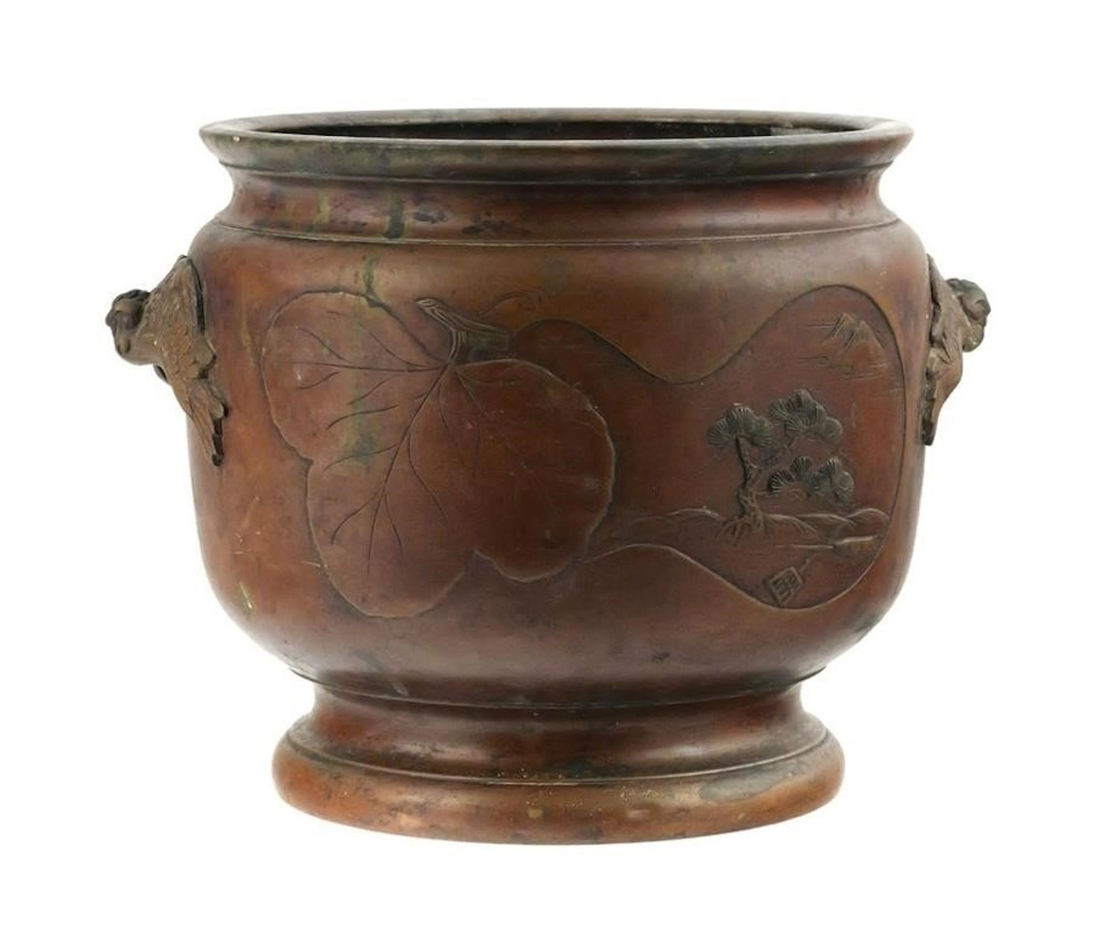 Japanese Bronze Hibachi Meiji Period Signed