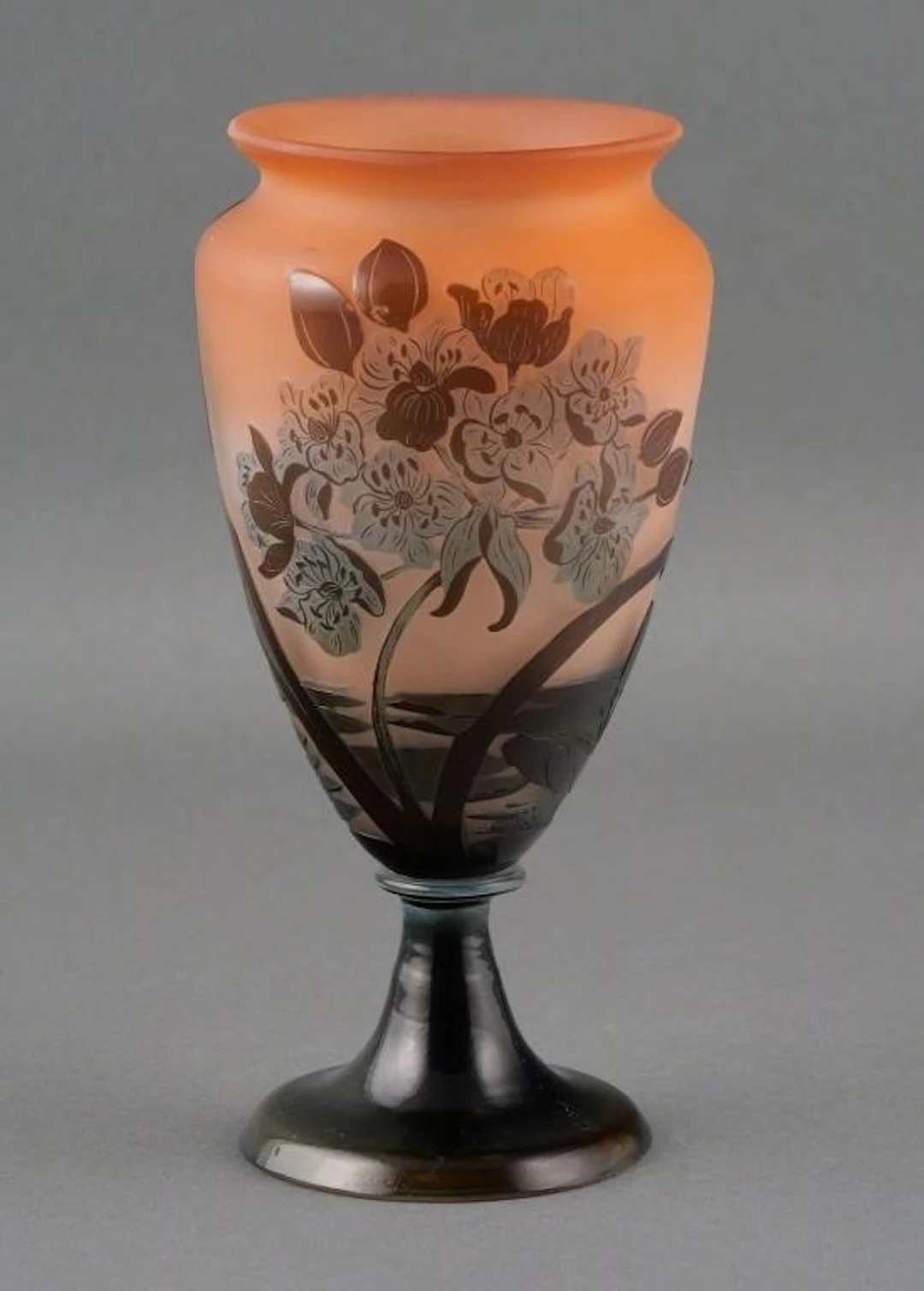 Art Nouveau Cameo Glass Pedestal Vase Galle