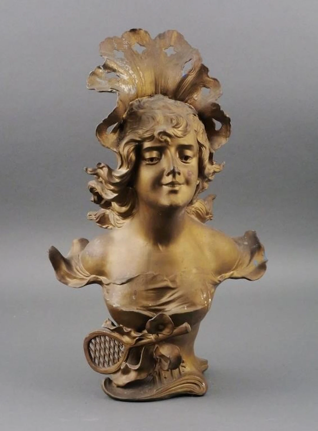 Franz Iffland "L'Ete" Art Nouveau Spelter Bust