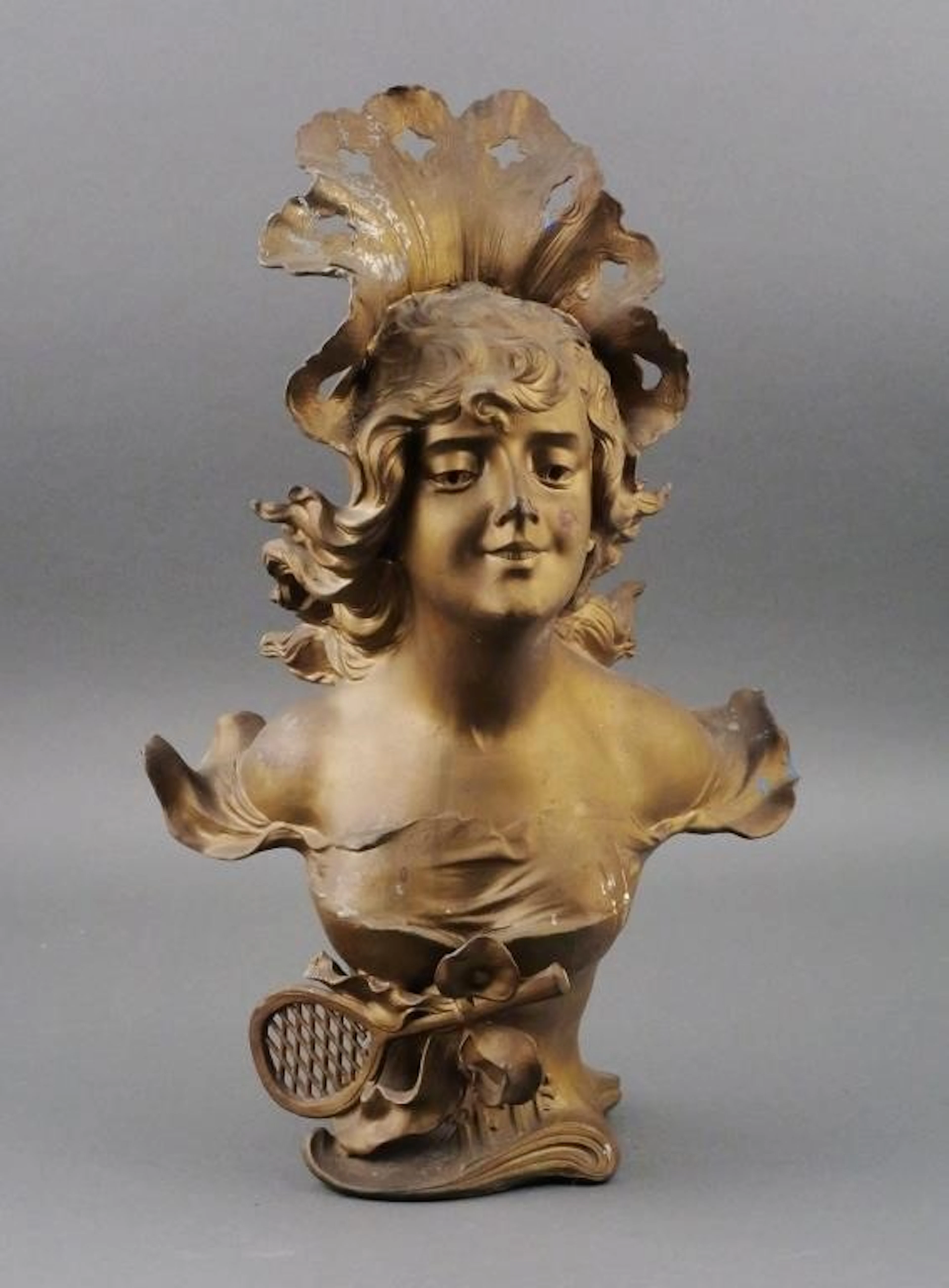 Franz Iffland "L'Ete" Art Nouveau Spelter Bust