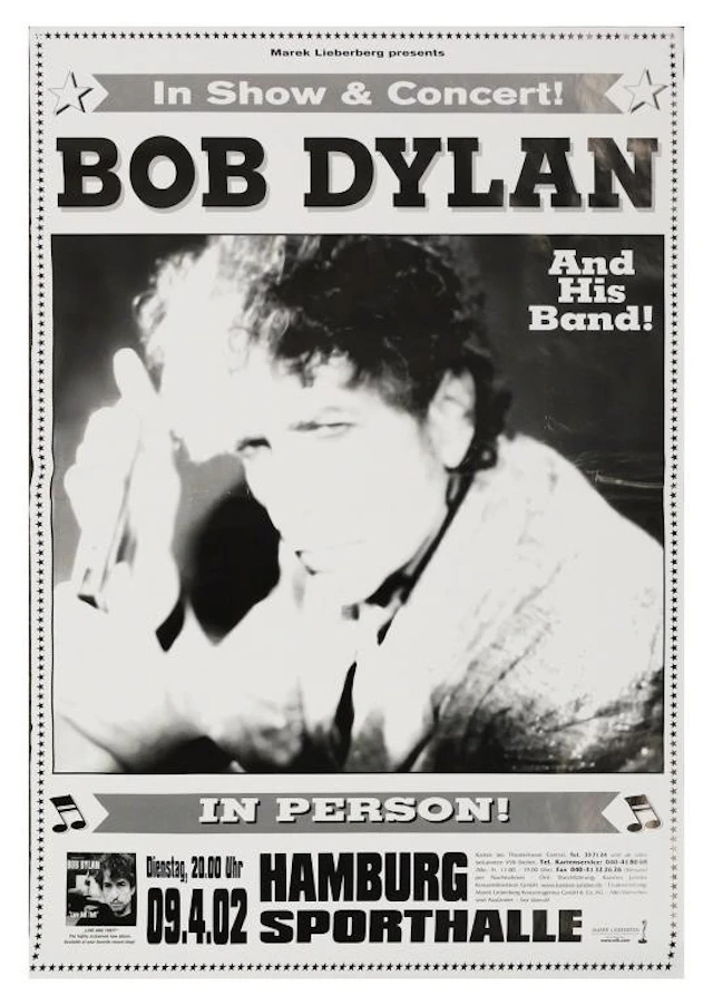 Original Bob Dylan 2002 Hamburg Concert Poster