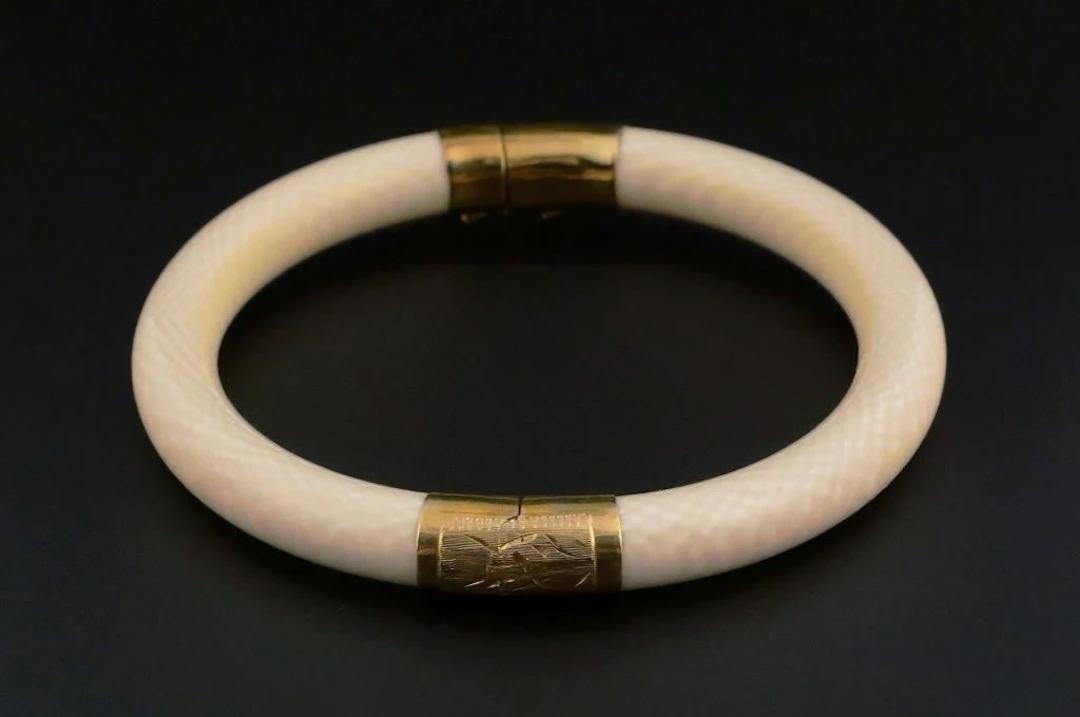 14K Gold and Ivory Cuff Bracelet