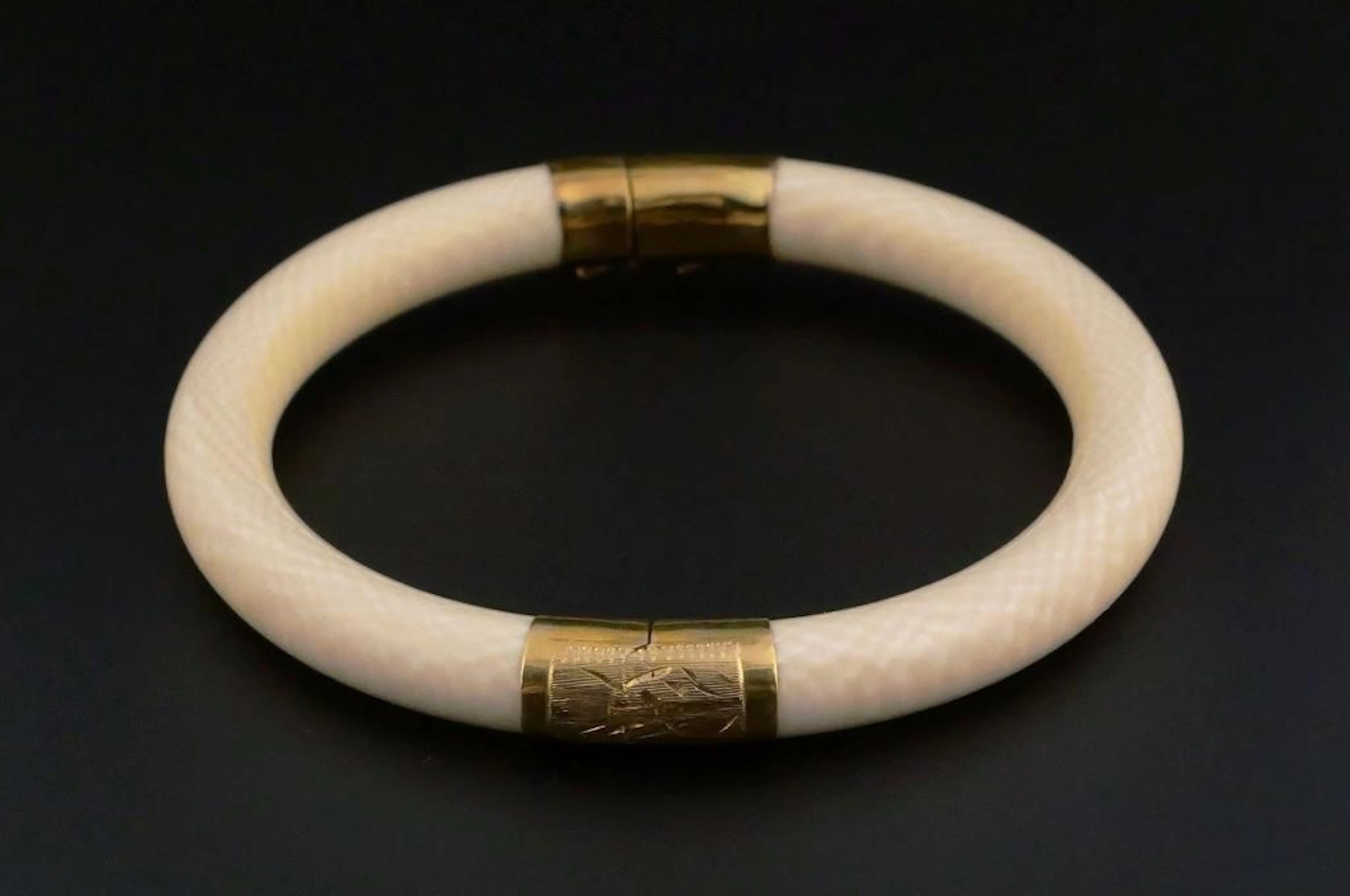 14K Gold and Ivory Cuff Bracelet