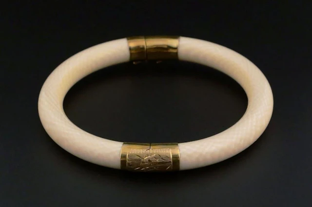 14K Gold and Ivory Cuff Bracelet