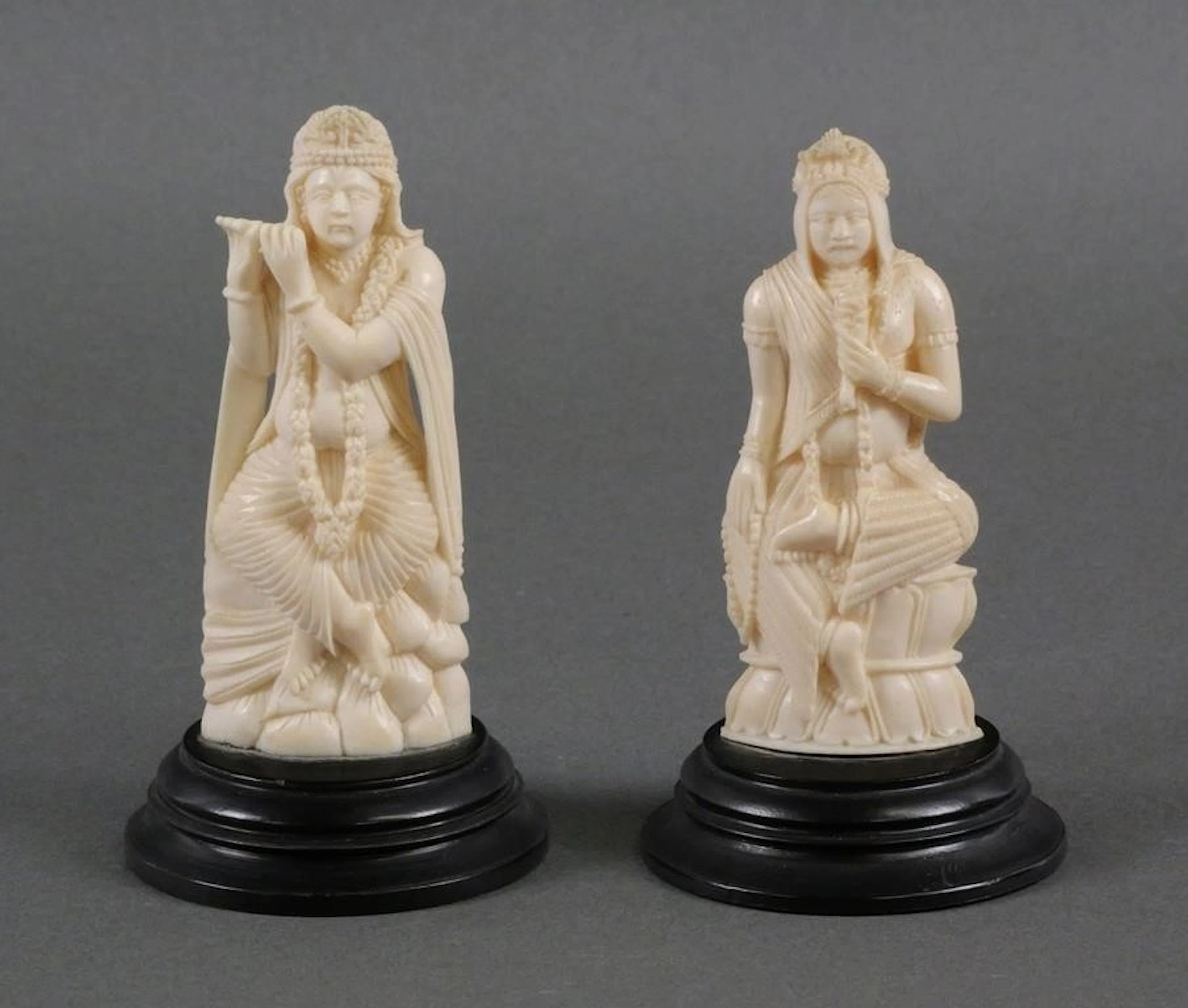 Antique Carved Ivory Hindu Deity Figures