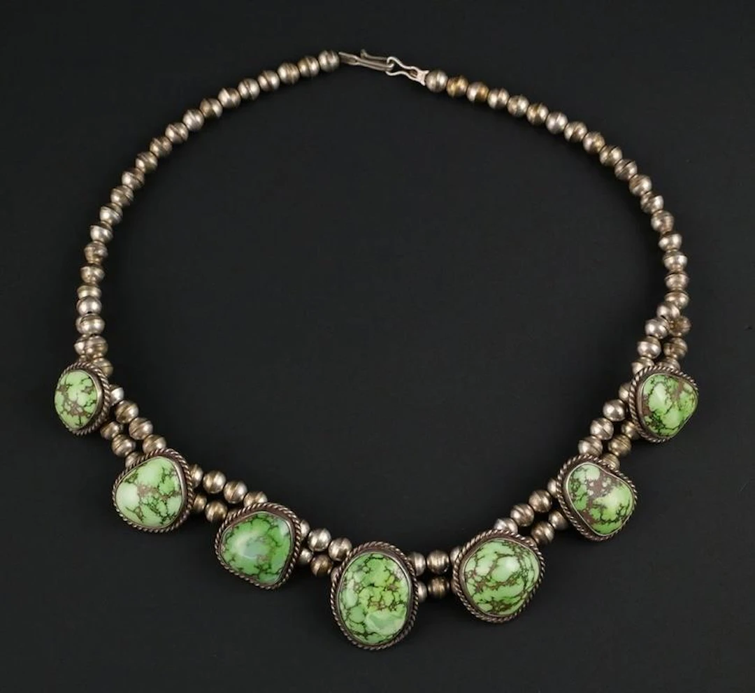 Navajo Silver Sonoran Gold Turquoise Necklace