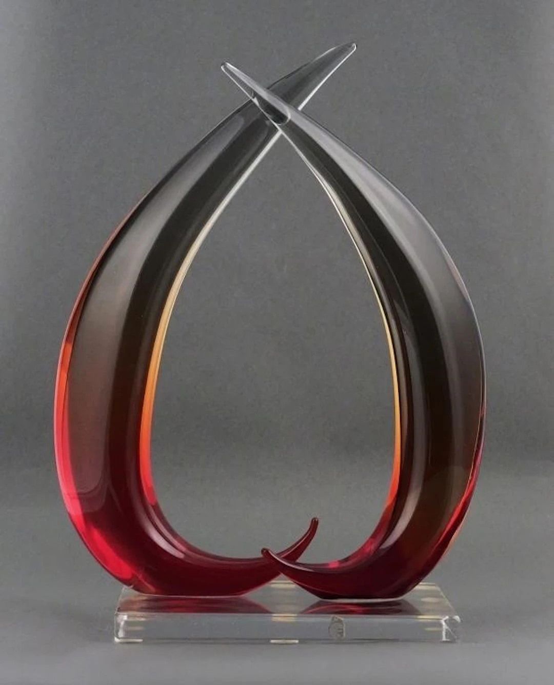 Tall Modern Abstract Art Glass Sculpture