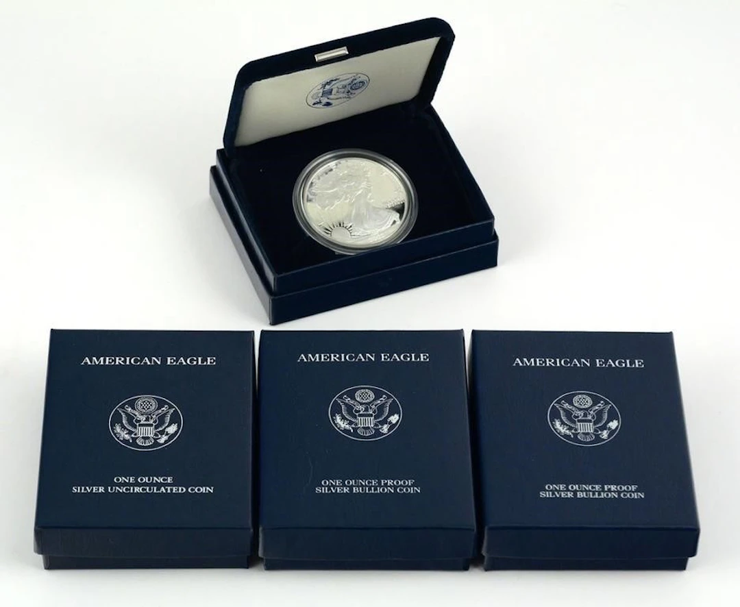 2002, 2004, 2005 & 2011-W American Silver Eagles