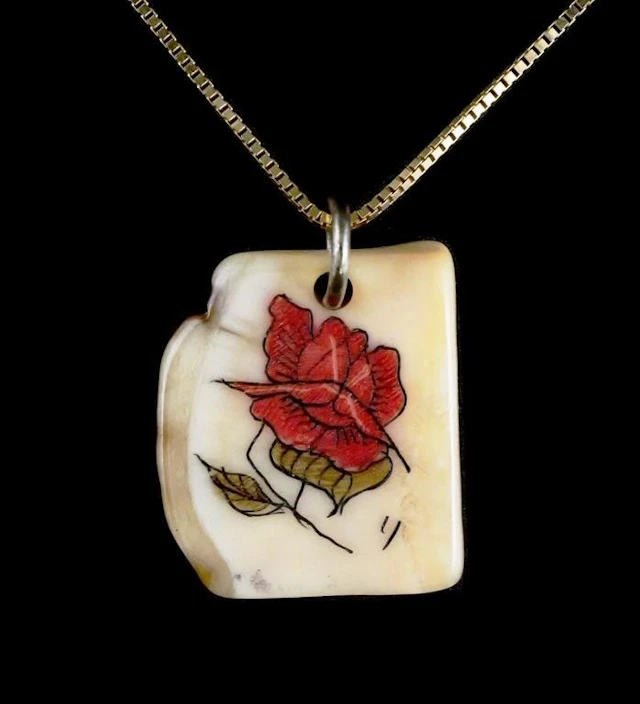 Rose on Ivory Pendant