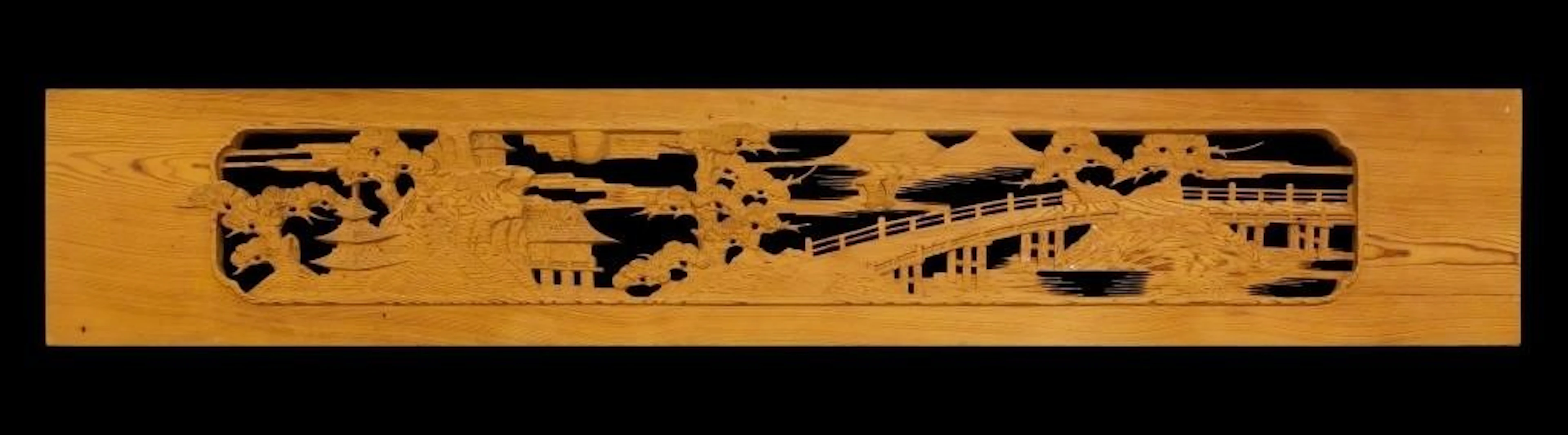 Vtg Japanese Ranma Carved Wood Transom