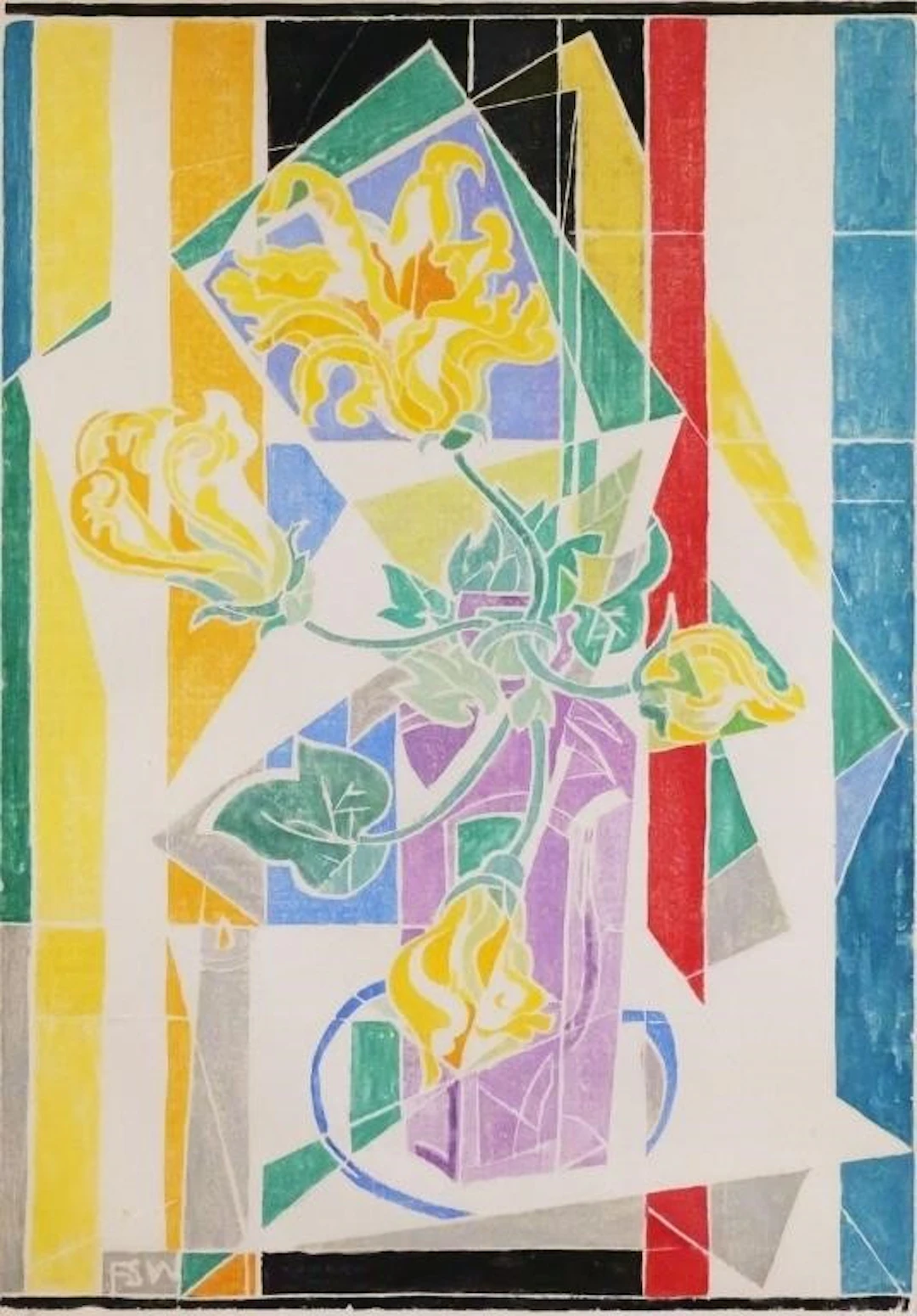 FEROL SIBLEY WARTHEN, Woodcut Print, Summer Squash