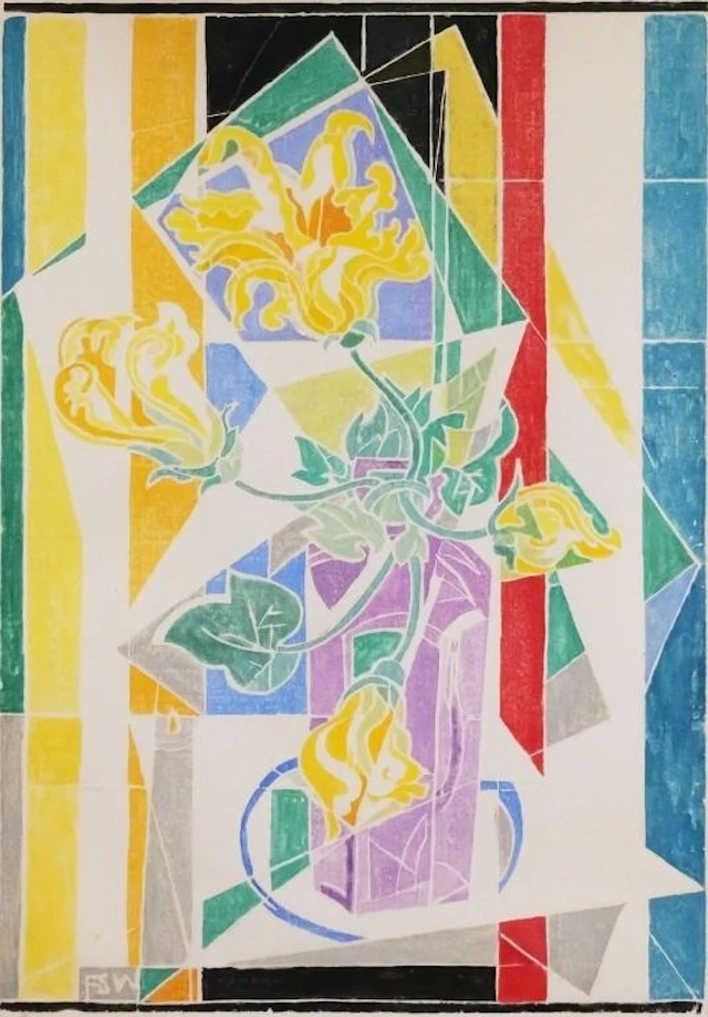 FEROL SIBLEY WARTHEN, Woodcut Print, Summer Squash