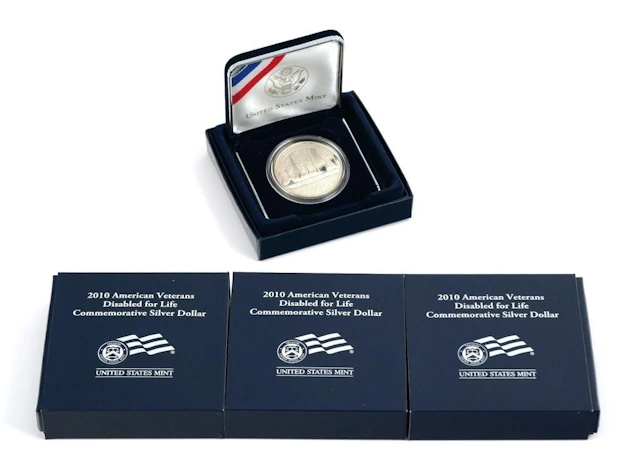(4) 2010 Disabled Veterans Proof Silver Dollars
