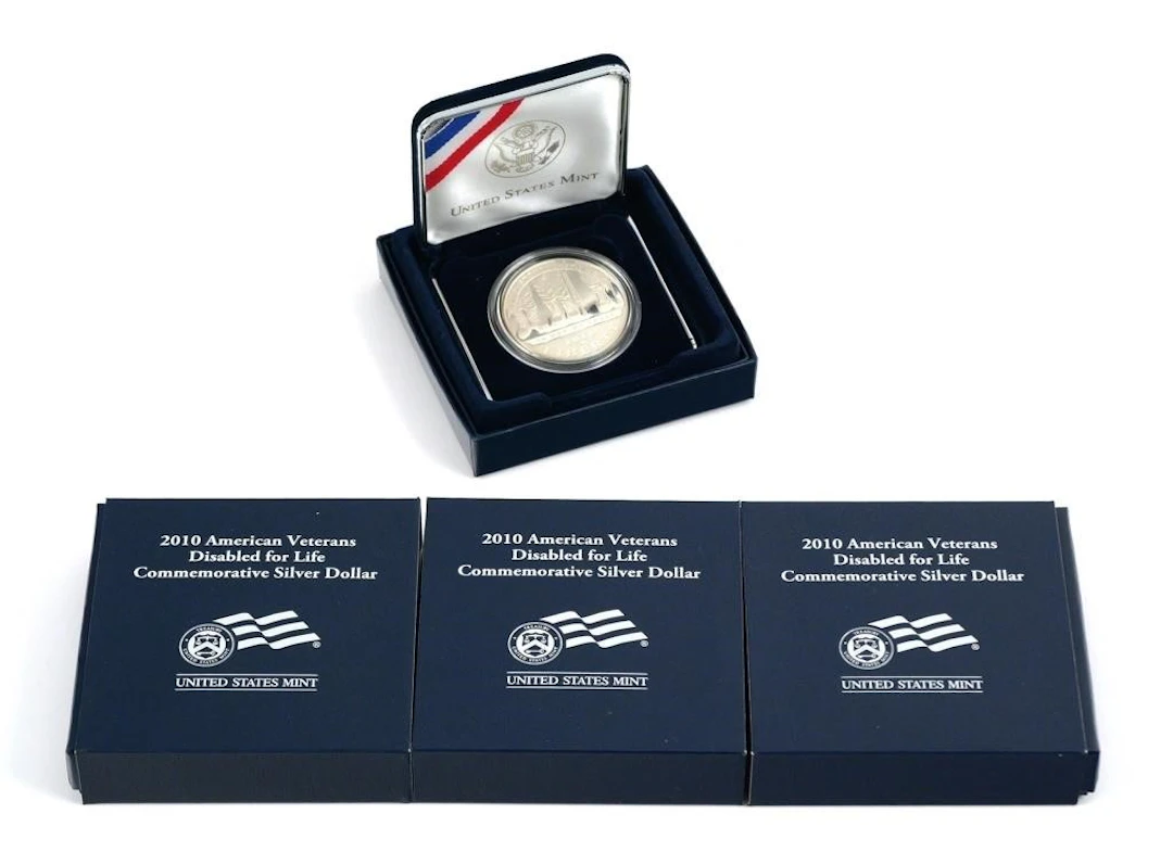 (4) 2010 Disabled Veterans Proof Silver Dollars