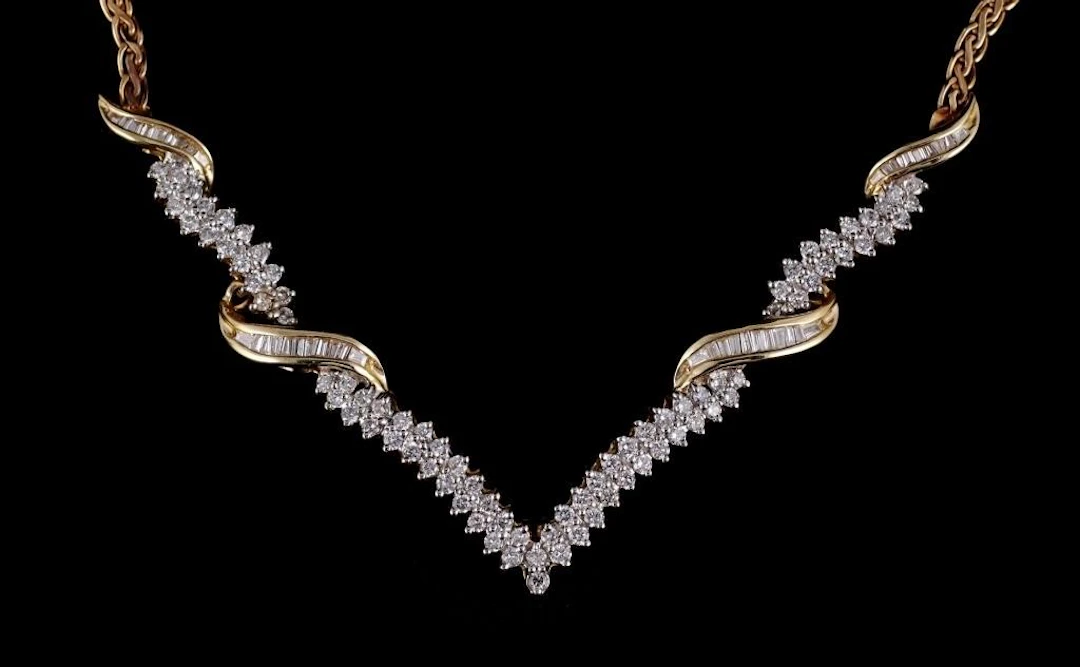 14K Yellow Gold & Diamond Necklace, 13.2g
