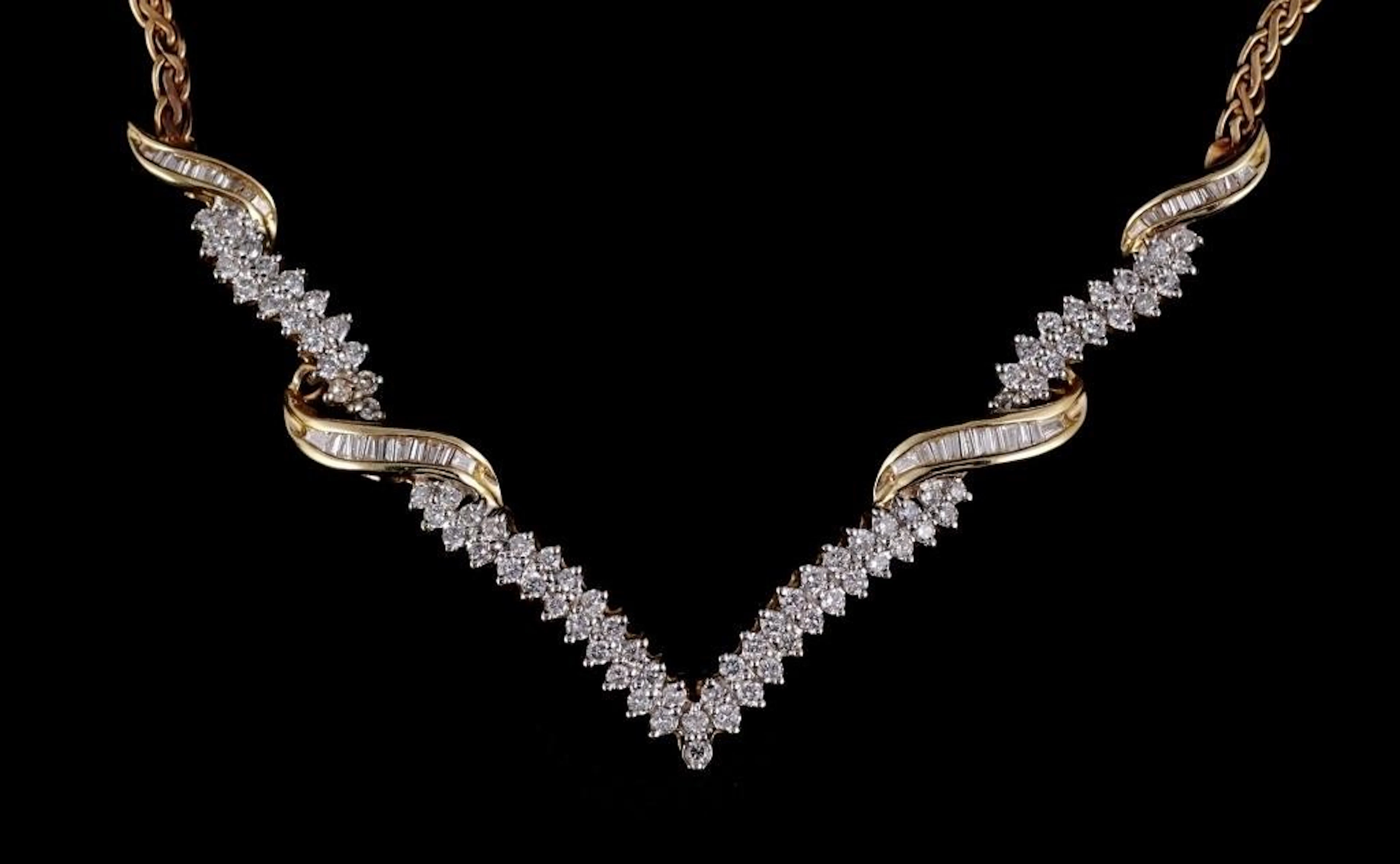 14K Yellow Gold & Diamond Necklace, 13.2g