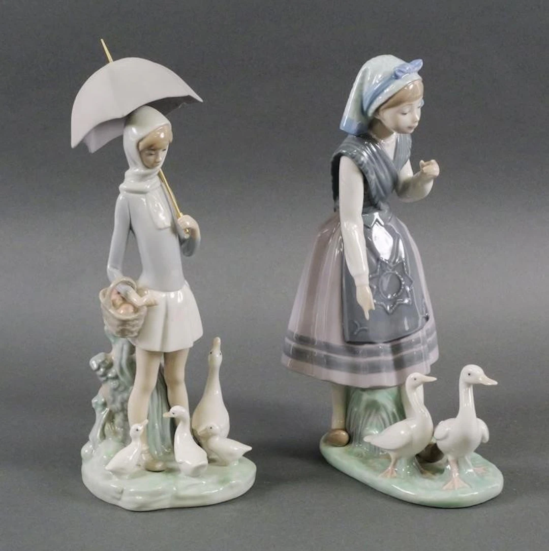 (2) Lladro Porcelain Girl Figurines