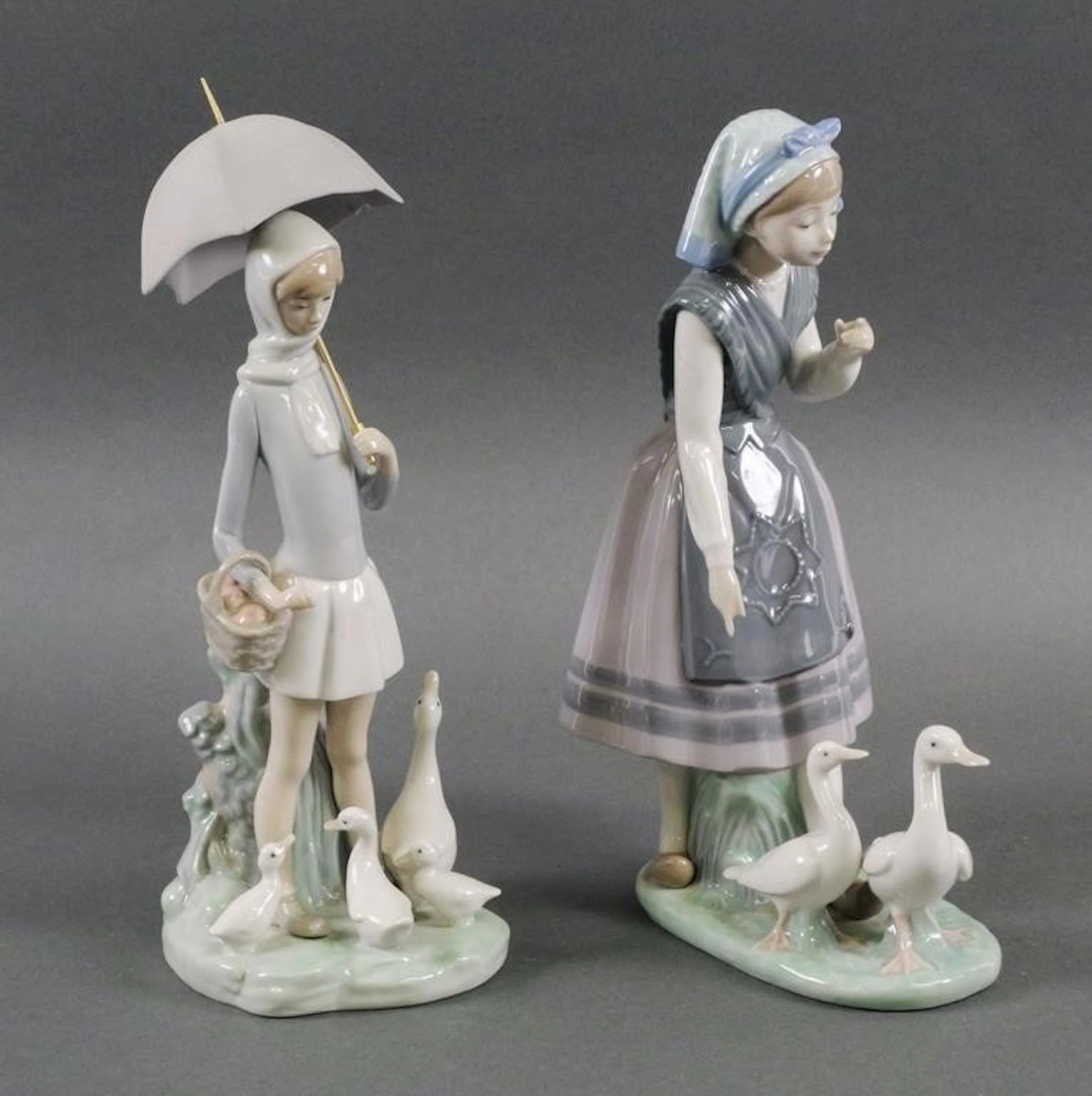 (2) Lladro Porcelain Girl Figurines