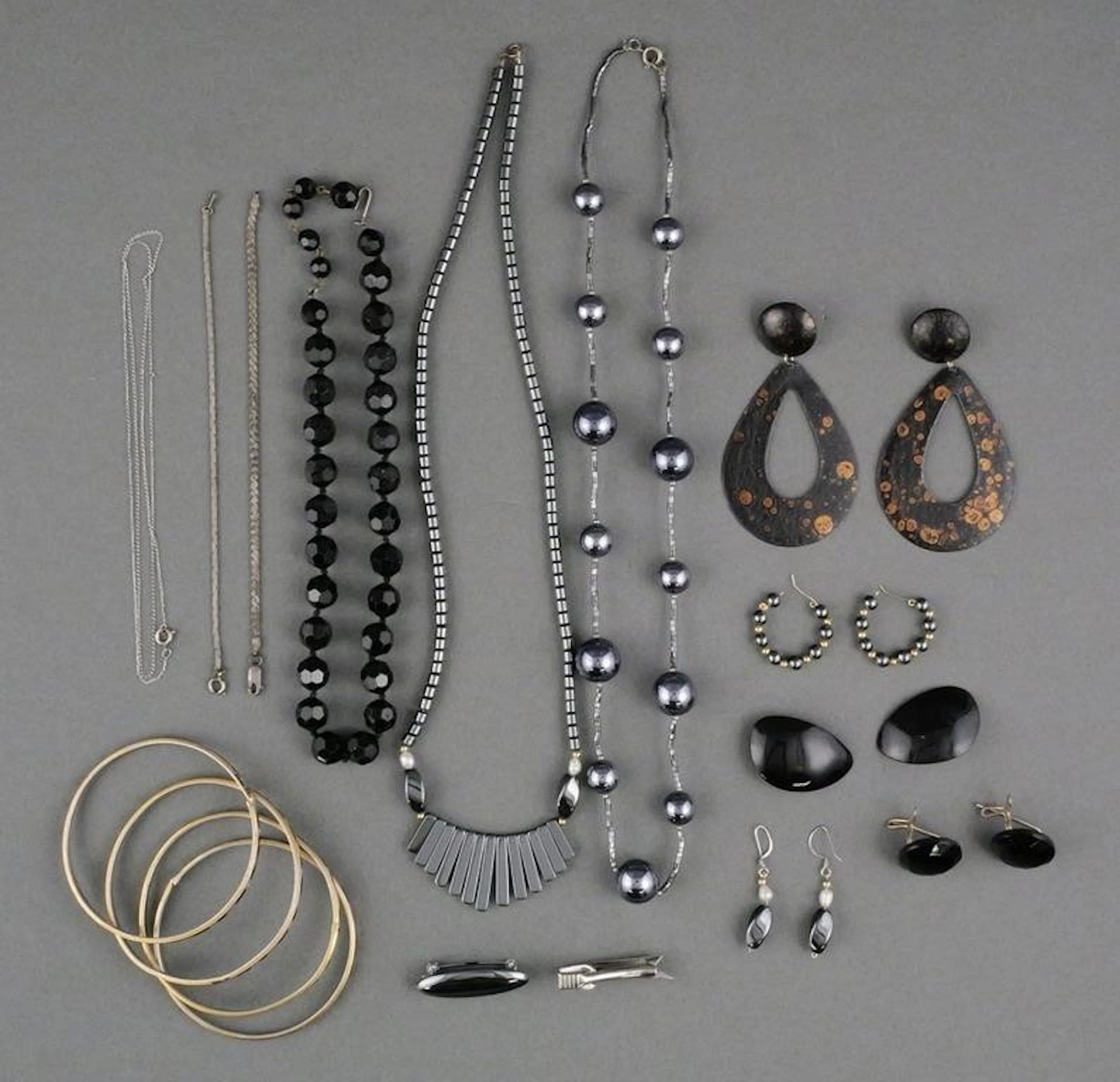 Assortment of Black Costume Jewelry