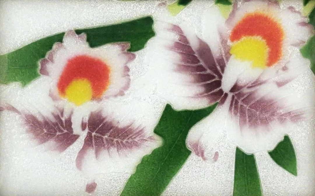 Vintage Japanese Shippo Yaki Orchid Cloisonne
