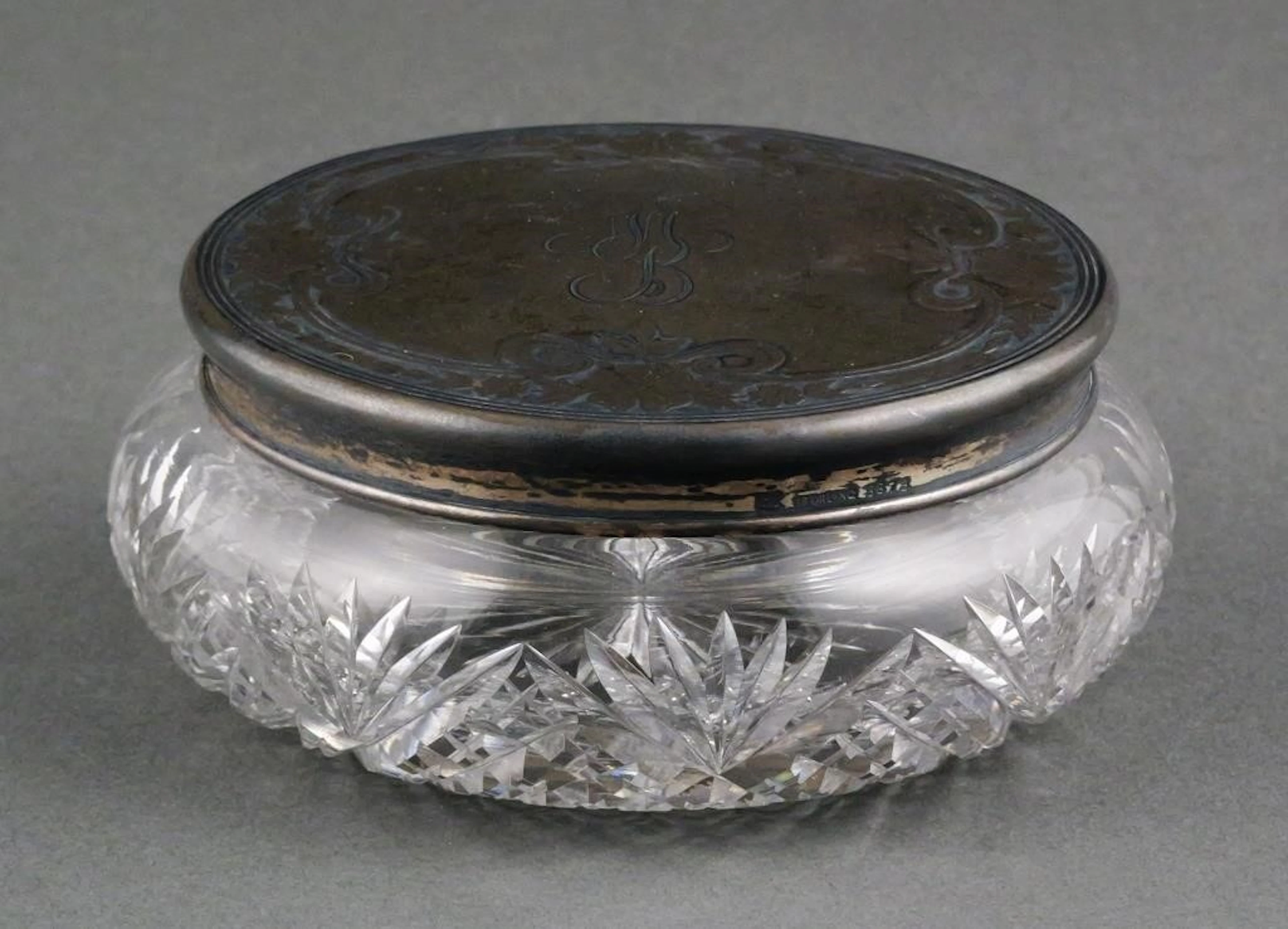 F&B Sterling Silver Cut Glass Powder Jar