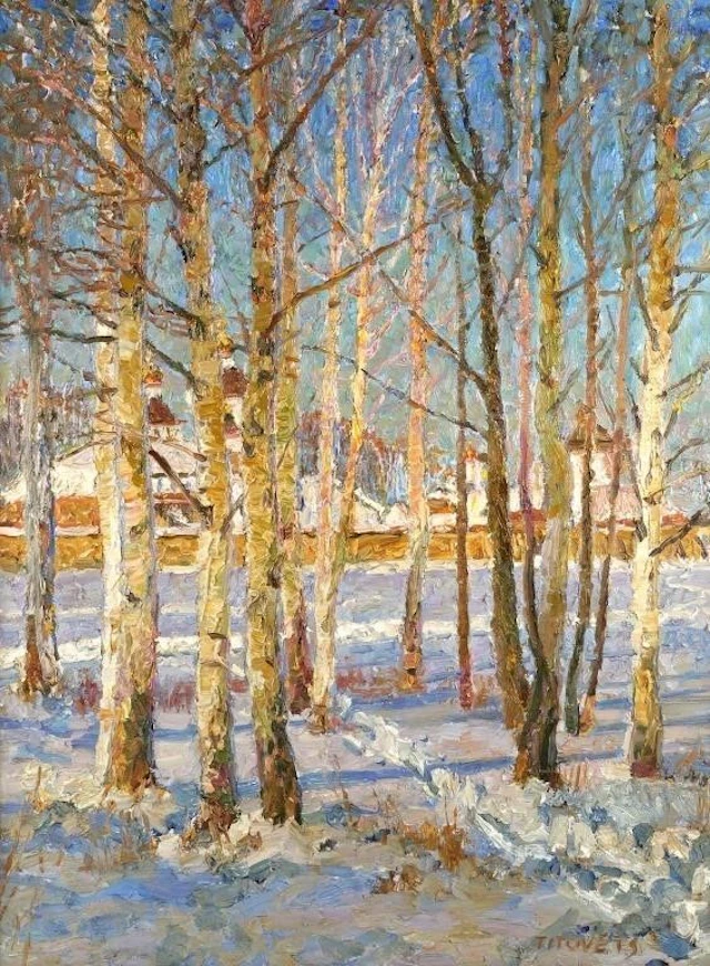 A. TITOVETS Snowy Landscape Painting
