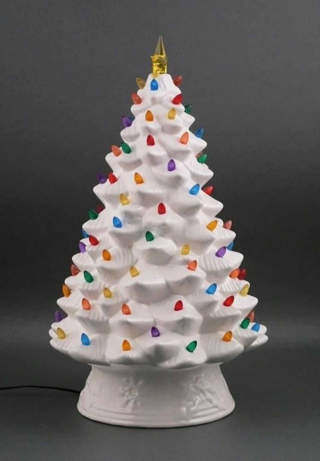 18" White Ceramic Lighted Christmas Tree