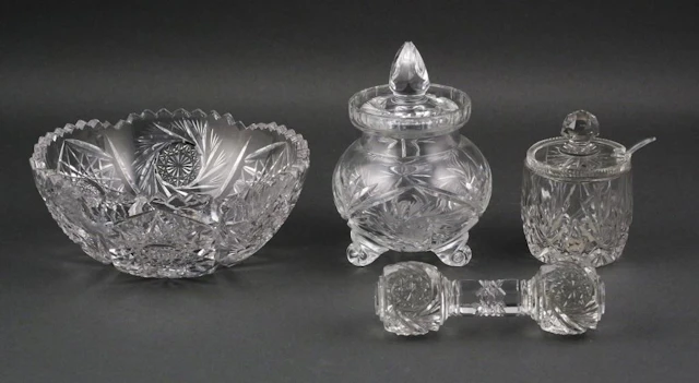 (4) Vintage Cut Glass Serving Pieces